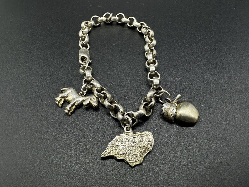 Vintage Sterling Silver North Carolina Charm Bracelet