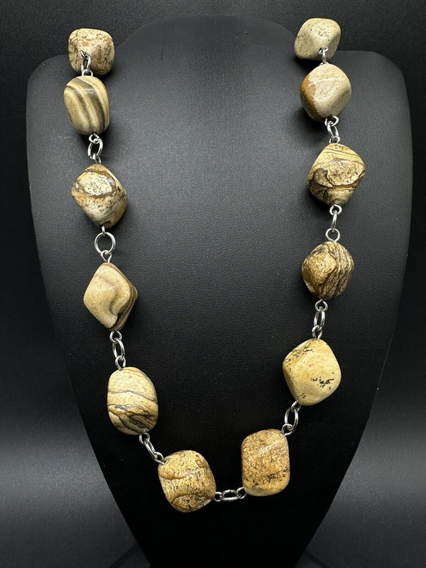 Jasper? Beaded Stone Necklace 18”