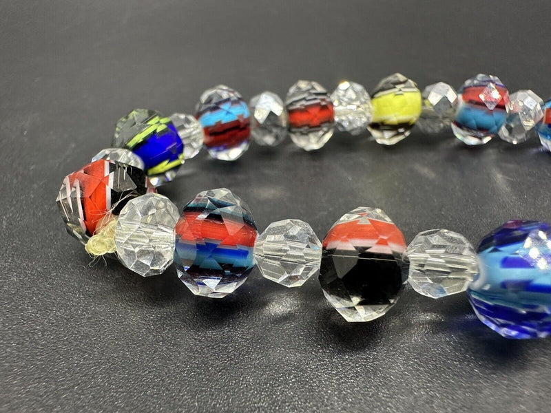 Art Glass Glass Beaded Bracelet 6.5”