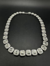 Men Women baguette diamonds Chain Necklace  Width Square Chain Iced Out 18”