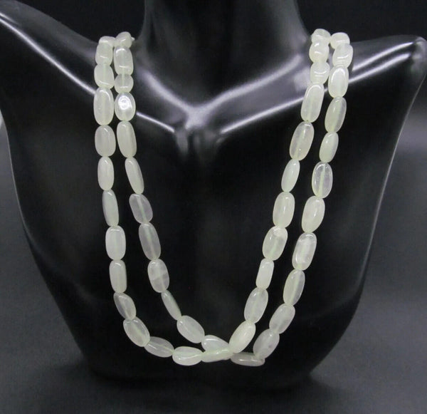 Vintage Light Green Jade Transparent Beaded Necklace 30" Long