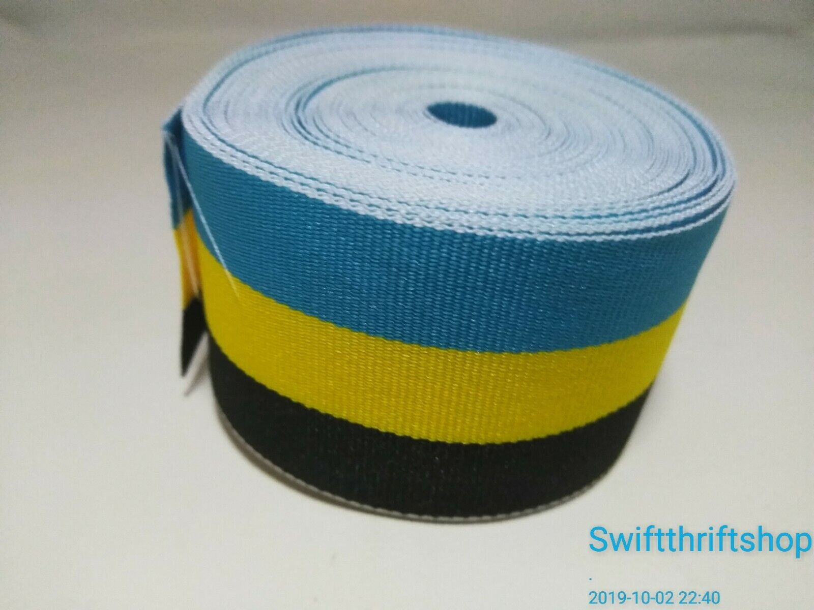 GROSGRAIN RIBBON Multi Color STRIPES Turquoise Yellow Black 1.5" Wide 20 Yards