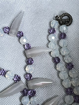 Faceted CRYSTAL Bead Quartz Statement Necklace 21” Long