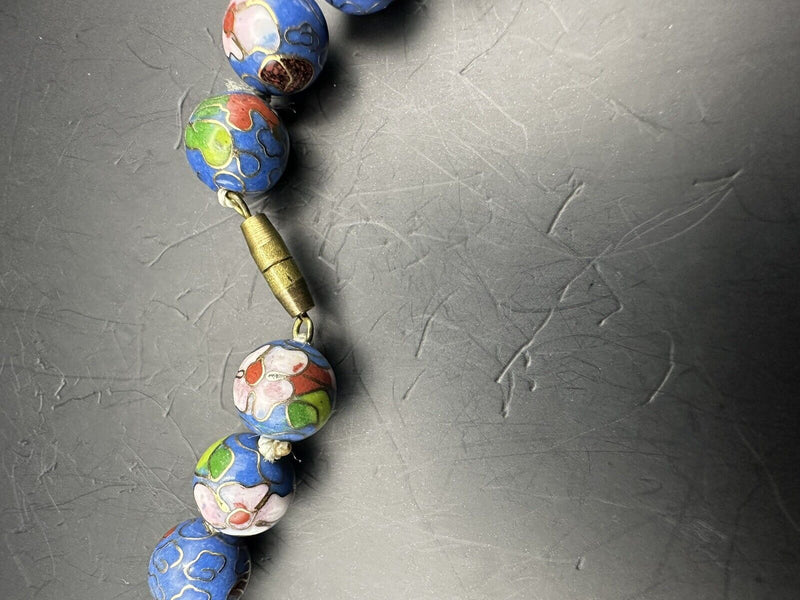 Vintage/antique cloisonne bead necklace Asian Chinese elegant 30”