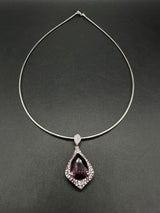 Sterling Silver Amethyst Pendant Necklace 14Gs 16” Long