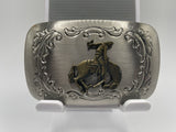 Gold and Silver Tone Vintage Cowboy Horse Riding Belt Buckle