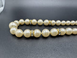 Vintage Faux Knotted Pearl  Beaded Necklace w/ Sterling Clasp 20” 49Gs