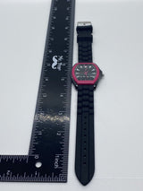 Avon Breast Cancer Crusade Wristwatch Black Band Black Rectangle Face~Works!~