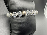 Sterling Silver Crystal Faceted Beaded Bracelet 6.25”