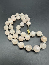 18 inch Long Strand of 10 mm Round Rose Quartz Bead Necklace Strung Knotted