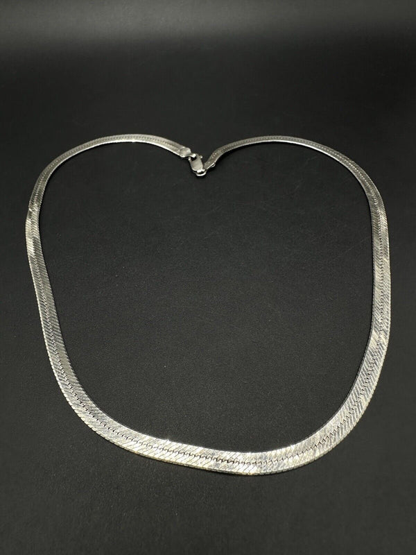 Real Solid 925 Sterling Silver Herringbone Chain Necklace Made in Italy 20g