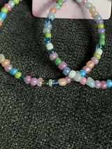 Handmade Crazy Mix Hoop Bead Earrings Multicolor 2.5"