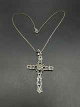 Vintage Art Deco Sterling Silver Cross Pendant Necklace 9Gs 18”