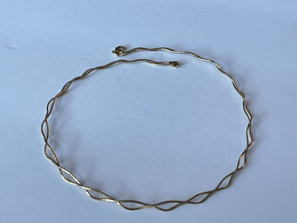 4mm Fancy Link Italy Choker Chain 15”Necklace 14k Pure Yellow Gold 5.5 Grams