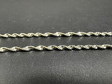 Silver Delicate Twisted Rope Necklace 20” In 4Gs