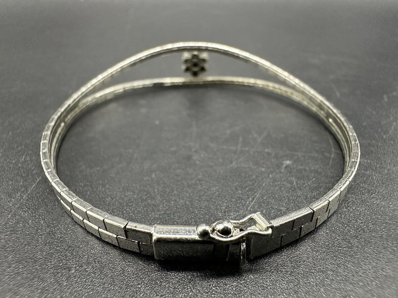 Vintage 835 Silver Tone Sapphire Necklace 16” And Bracelet 7.5” Set