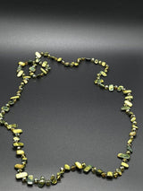 Green Nugget Mother of Pearl Shell 48” Long Bead Crystal Necklace