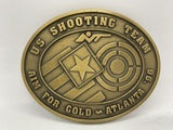 Vintage 1996 US Shooting Team Belt Buckle Aim For The Gold Atlanta Olympics