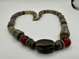 Natural Shell Heishi Trade Bead Bohemian Style Barrel Clasp Necklace 16”