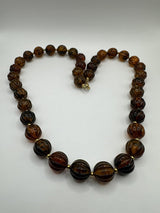 Vintage Fluted Lucite Beads Necklace 22” 50Gs