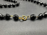 Vintage Jet Black Glass Faceted Graduated Bead Strand Necklace 30” LONG