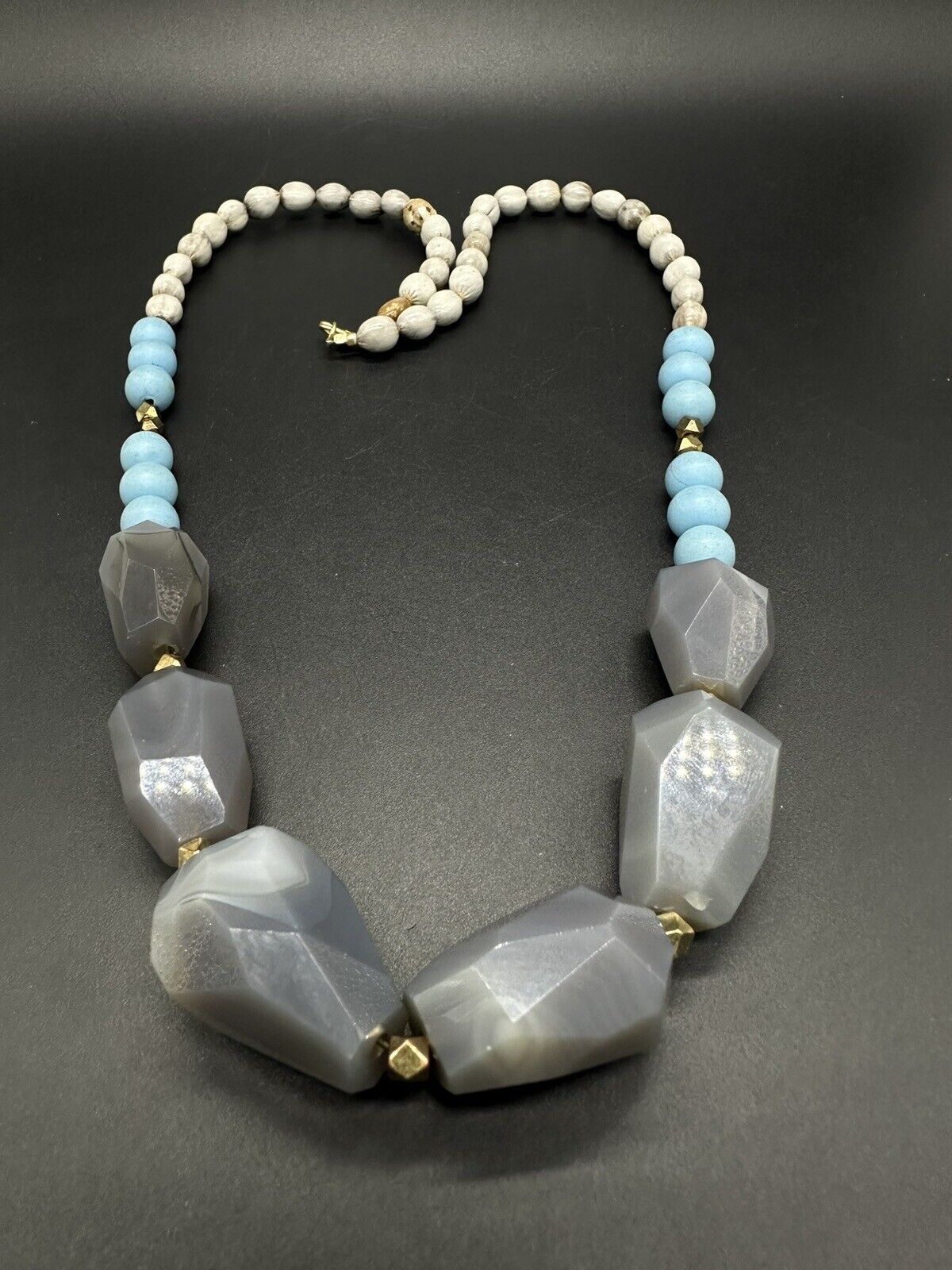 multi colored stone statement necklace vintage 28”