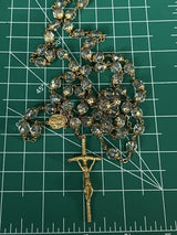 Rosary Capped Crystal Beads Crucifix Religious Vintage~ High-end~