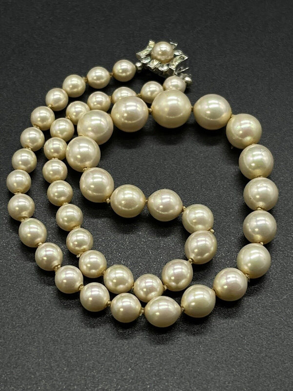 Vintage Vendome High Quality Knotted faux pearls Rhinestones clasp 16”