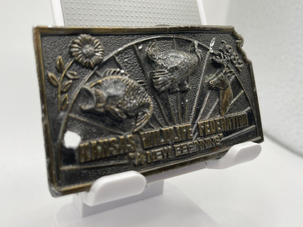1982 Kansas Wildlife Federation Vintage Belt Buckle