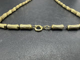 Unique Vintage Elegant Brush Gold Tone Metal Log Bead 22” Chain Necklace