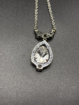 Vintage Givenchy Signed  Crystal Rhinestone Pendant Necklace 16-20" Long