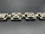 Antique Sterling Silver Panel Link Bracelet 7” 34Gs