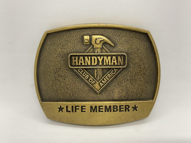 Handyman Club of America Belt Buckle Life Member Brass Vintage 1996 NICE