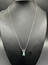 Sterling Silver Created Opal Hourglass Design Necklace 18” 3Gs