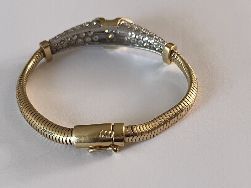 Vintage 14k Pure Gold Omega Dome Diamond Bracelet 4.65 Carats~25 grams