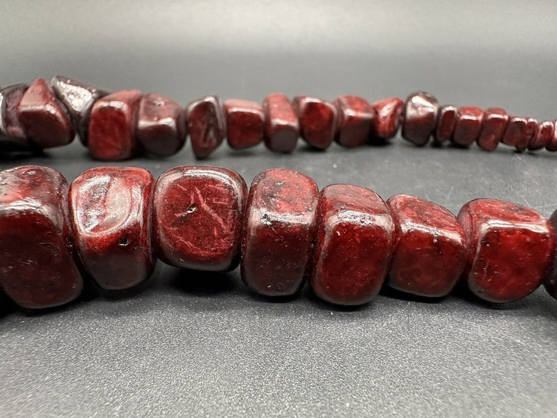 Vintage Natural Red Chalcedony Gemstone chunks Necklace 20” & Bracelet 7” Set