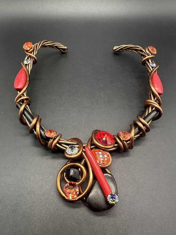 Artisan Handmade Copper Choker Necklace Jewelry 16"