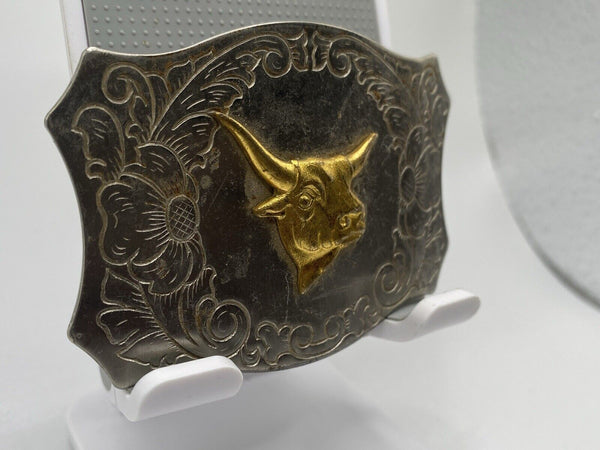 Vintage Mid Century Bull Head Cowboy Rodeo Belt Buckle