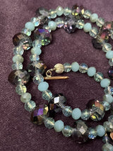 Czech Fire Polish Crystal Glass Pendant Bead Necklace 18” Long