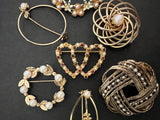 Vintage Faux Pearl Mixed Brooch  Jewelry Lot Of 8pcs