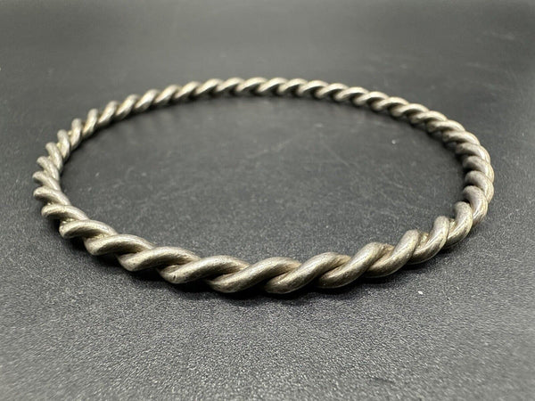 Vintage Sterling Silver Twist Rope Bangle Bracelet 8.5” 18Gs