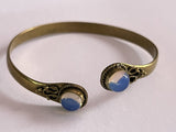 Brass Moonstone Cuff Bangle Bracelet 7.25”