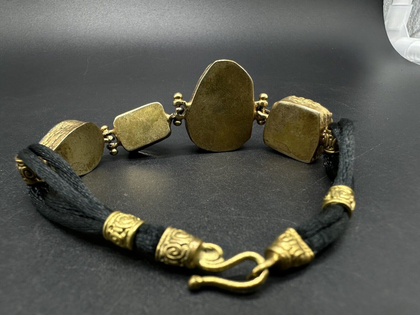 Raw Rose Druzy Quartz Bronze?Multi Gemstone Bracelet 23Gs