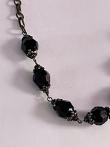 Vintage Sterling Silver Onyx Choker Necklace 15” Choker