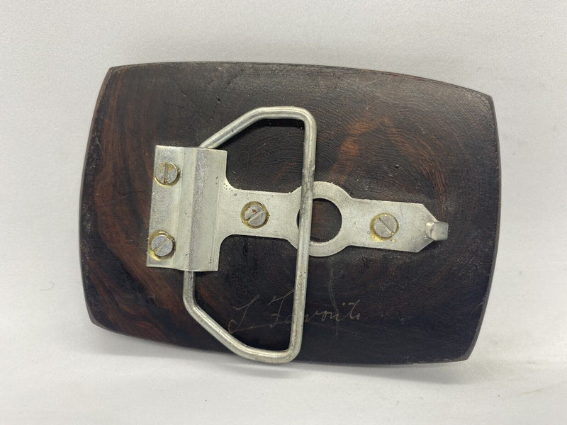 Vintage Handmade Signed Painted Wood Duck Belt Buckle