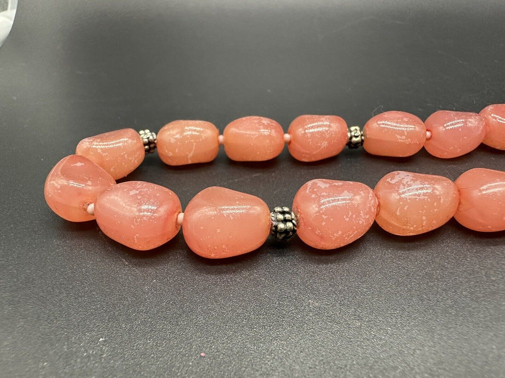 Vintage Beaded Coral Colored Acrylic Necklace 16”