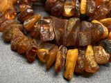 Natural Raw Baltic Honey Cognac Amber Nugget Beaded Necklace 29grams ~ 18" long