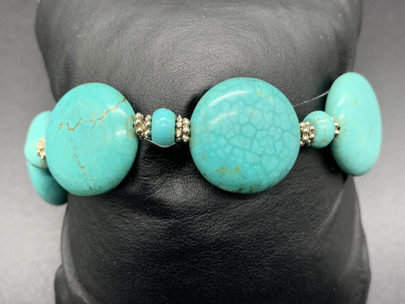 Handmade Faux turquoise stretchable bracelet