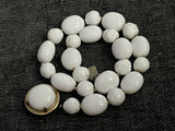 Vintage Castlecliff White Milk Glass Beaded Choker Necklace 16”