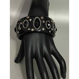 Vntg Black Faceted Silver Tone Bracelet